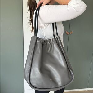 Proenza Schouler gray ruched large tote bag with magnetic closure